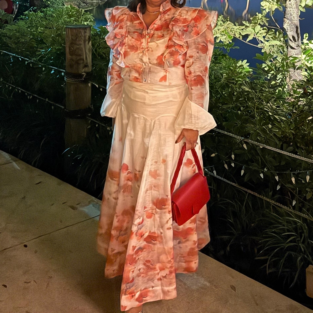 Elegant Long Sleeve Floral Dress